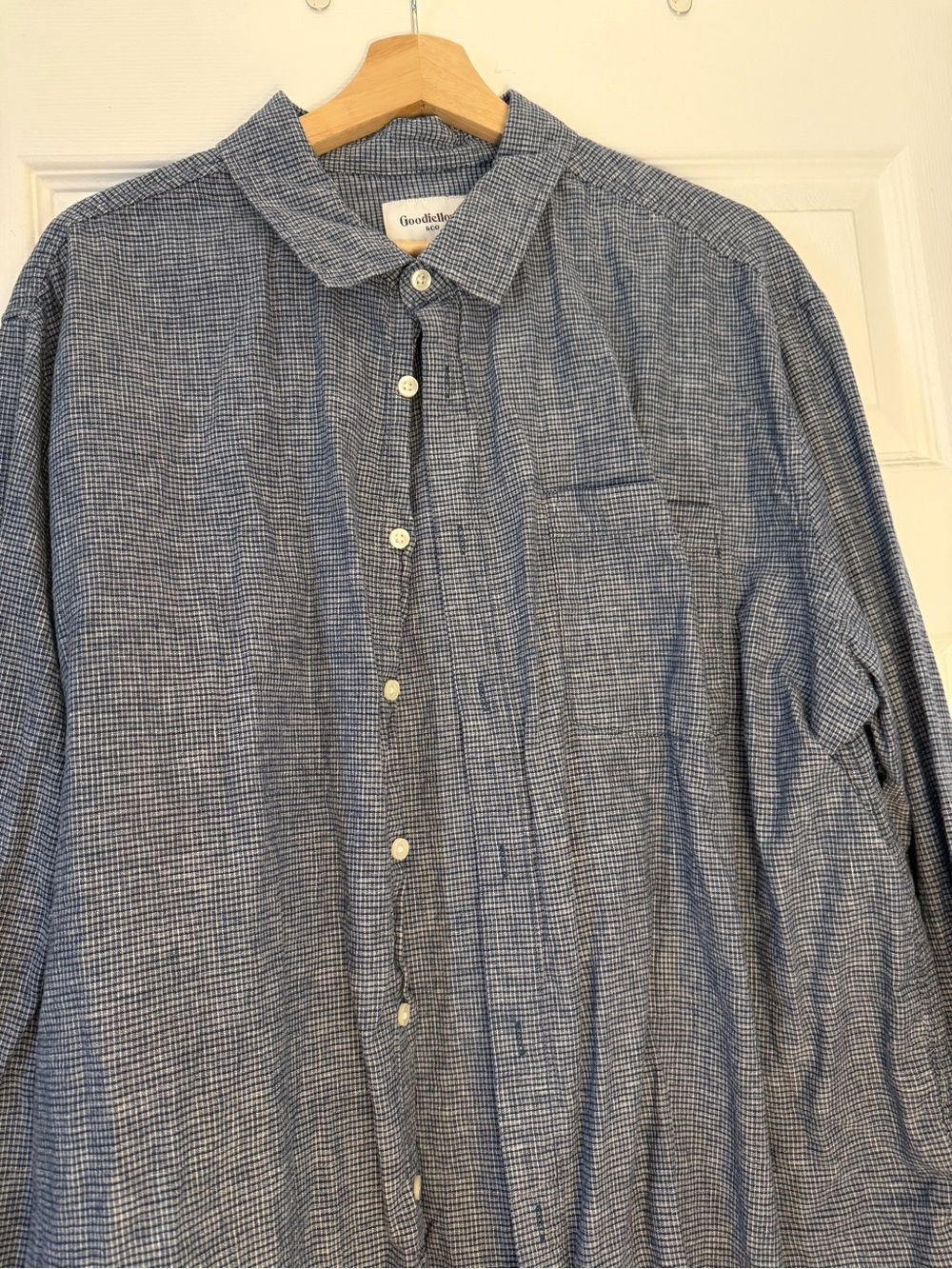 Goodfellow & Co Navy and White Micro-Check Button-Down Shirt